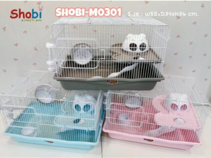 Shobi Hamster Cage M0301 - กรงแฮมสเตอร์2ชั้นพร้อมอุปกรณ์ (55x34x35cm) (7903)