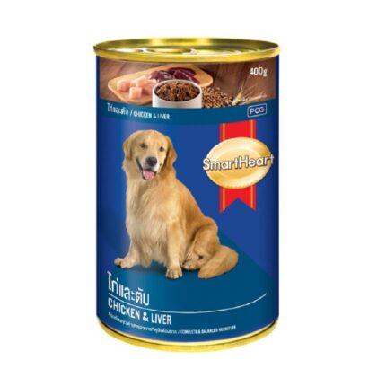 Smartheart Can Adult Dog Chicken & Liver - อาหารสุนัขเปียกกระป๋องเนื้อไก่และตับ 400g (10551)