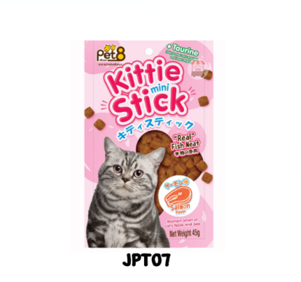Pet8 Kittie Mini Stick Salmon Flavour + Taurine - ขนมแมวมินิสติ๊กรสแซลม่อนผสมทอรีน 45g (472301)