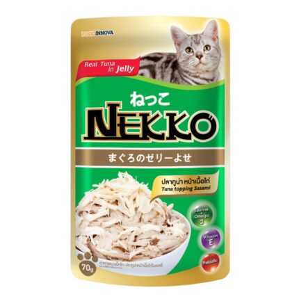 Nekko - อาหารแมวเปียกรสปลาทูน่าหน้าเนื้อไก่ในเยลลี่ 70g (12808)