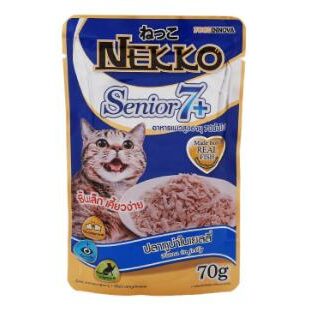 Nekko Senior7+ - อาหารแมวสูงวัยรสปลาทูน่าในเยลลี่ 70g (11592)