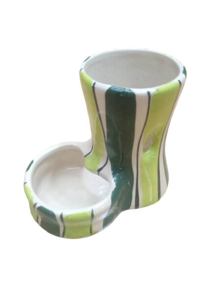 JSM Ceramic - ฐานตั้งขวดน้ำพร้อมถ้วยใส่อาหารเซรามิค (18328)