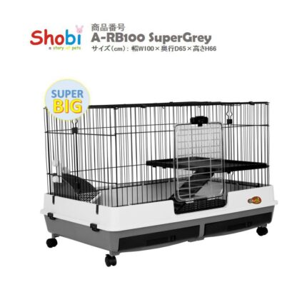 SOOS Shobi A-RB100 - กรงสำหรับสัตว์เลี้ยง 2 ชั้นขนาดใหญ่พิเศษพร้อมล้อและอุปกรณ์ (100x65x66cm) (64882)
