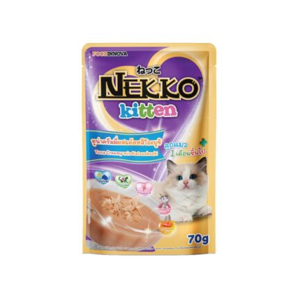 Nekko Kitten - อาหารเปียกลูกแมวรสทูน่าครีมมี่ผสมคัตทสึโอะบูชิ 70g (80323)