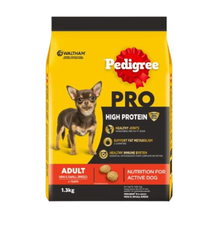 Pedigree Pro High Protein Adult Mini & Small Breed - อาหารสุนัขโตพันธุ์เล็ก 1.3kg (295267)