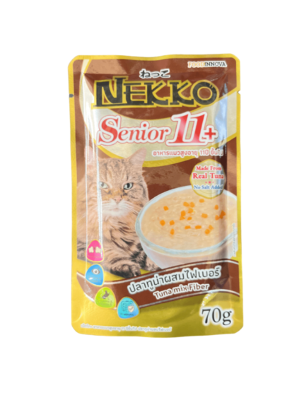 Nekko Senior 11+ - อาหารเปียกแมวสูงอายุ รสปลาทูน่าผสมไฟเบอร์ 70g (338773)