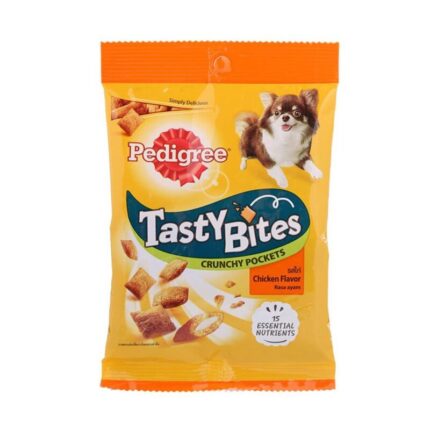 Pedigree Tasty Bites Crunchy Pockets Chicken Flavor - ขนมบิสกิตสำหรับสุนัขรสไก่ 60g (346456)