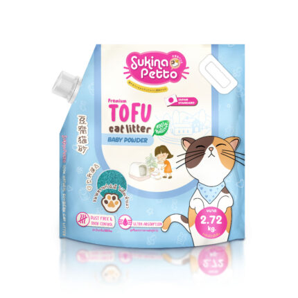 Sukina Petto Tofu Premium Cat Litter Baby Powder - ทรายแมวเต้าหู้ เกรดพรีเมี่ยม กลิ่นแป้งเด็ก 6L(2.72kg) (371098)