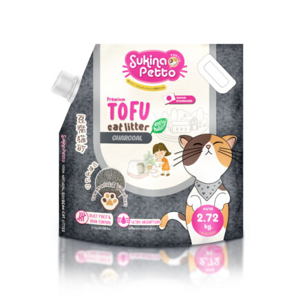 Sukina Petto Tofu Premium Cat Litter Charcoal - ทรายแมวเต้าหู้ เกรดพรีเมี่ยม กลิ่นชาร์โคล 6L(2.72kg) (371093)