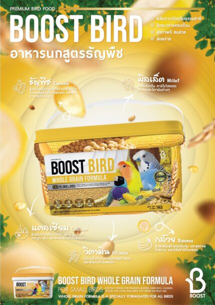 Boost Bird Whole Grain อาหารนกบูสเบิรด์สูตรธัญพืช ขนาด2mm 1kg (412368)