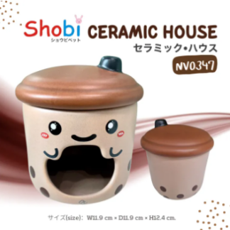 TBD Shobi Hamster House NV0347 - บ้านเซรามิครูปแก้วชานมบราว์ชูก้า (11.9x11.9x12.4cm) (418340)