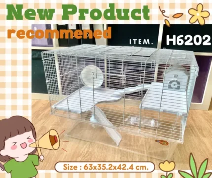 Shobi Hamster Cage H6202 - กรงหนูแฮมสเตอร์อุปกรณ์ครบ มีถาดใส (35.2x63x42.4cm) (418377)