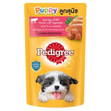 Pedigree Puppy Beef Flavor - อาหารลูกสุนัขแบบเปียก รสวัว ไข่ บด พร้อมผัก 130g