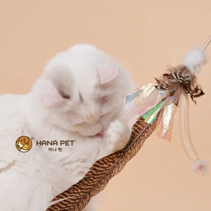 Hana Pet Cat toy Pierot Pheasant  - ไม้ตกแมว รุ่นไก่ฟ้าเพอร์ริออต ขนนกธรรมชาติ พร้อมกระดิ่ง (463868)