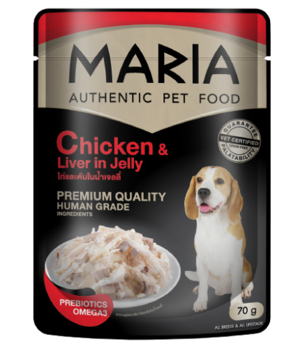 MARIA Authentic Dog Food Chicken and Liver in Jelly - อาหารสุนัทเปียก ไก่และตับในน้ำเจลลี 70g (462997)