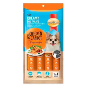 Smartheart Creamy Dog Treats - ขนมสุนัขเลีย รสไก่และแครอท (แพ็ค15gx4ซอง)(464161)