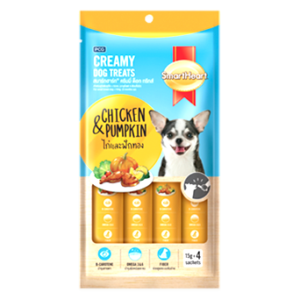 Smartheart Creamy Dog Treats - ขนมสุนัขเลีย รสไก่และฟักทอง (แพ็ค15gx4ซอง)(464159)