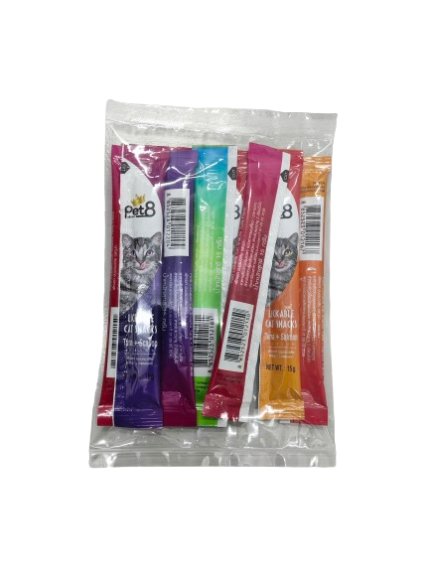 TBD Pet8 Creamy Treats Mix Flavor Pack - ขนมครีมแมวเลีย คละรส (15g/10ซอง) (481763)