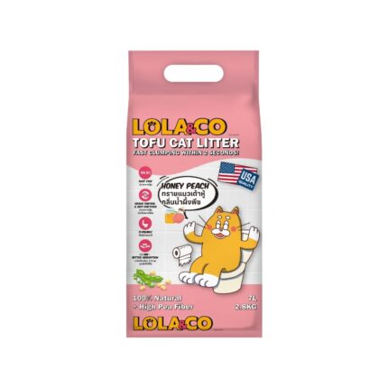 Lola&Co Tofu Cat Litter Honey Peach 1.5mm - ทรายแมวเต้าหู้แบบเกล็ด กลิ่นฮันนี่พีช 2.8kg (479354)