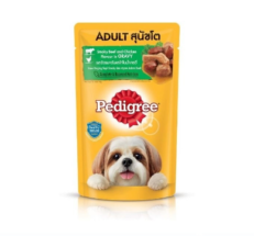 Pedigree Pouch Beef and Chicken Flavour in Gravy - อาหารเปียกสุนัข รสเนื้อวัวและไก่ในน้ำเกรวี่ 130g
