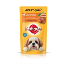 Pedigree Pouch Beef Flavour with Vegetables - อาหารเปียกสุนัข รสเนื้อวัวตุ๋นบดพร้อมผัก 130g