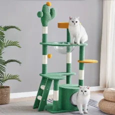 Cat Tree Condo House - คอนโดแมวแบบต้นกระบองเพชรพร้อมหลุมอะคลิลิค (X-3/50x50x136cm) (542793)