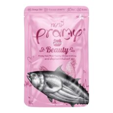Pramy in Gravy Beauty Pouch - อาหารแมวเปียก เนื้อทูน่าหน้าไก่ในน้ำเกรวี่ สูตรบำรุงขนสวยงาม 70g (583374)