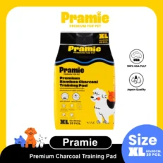 PRO Pramie Premium Bamboo Charcoal Training Pad Size XL - แผ่นรองซับฝึกขับถ่าย สัตว์เลี้ยง เกรดพรีเมี่ยม กลิ่นชาโคล (60x90cm 20แผ่น)(18023)